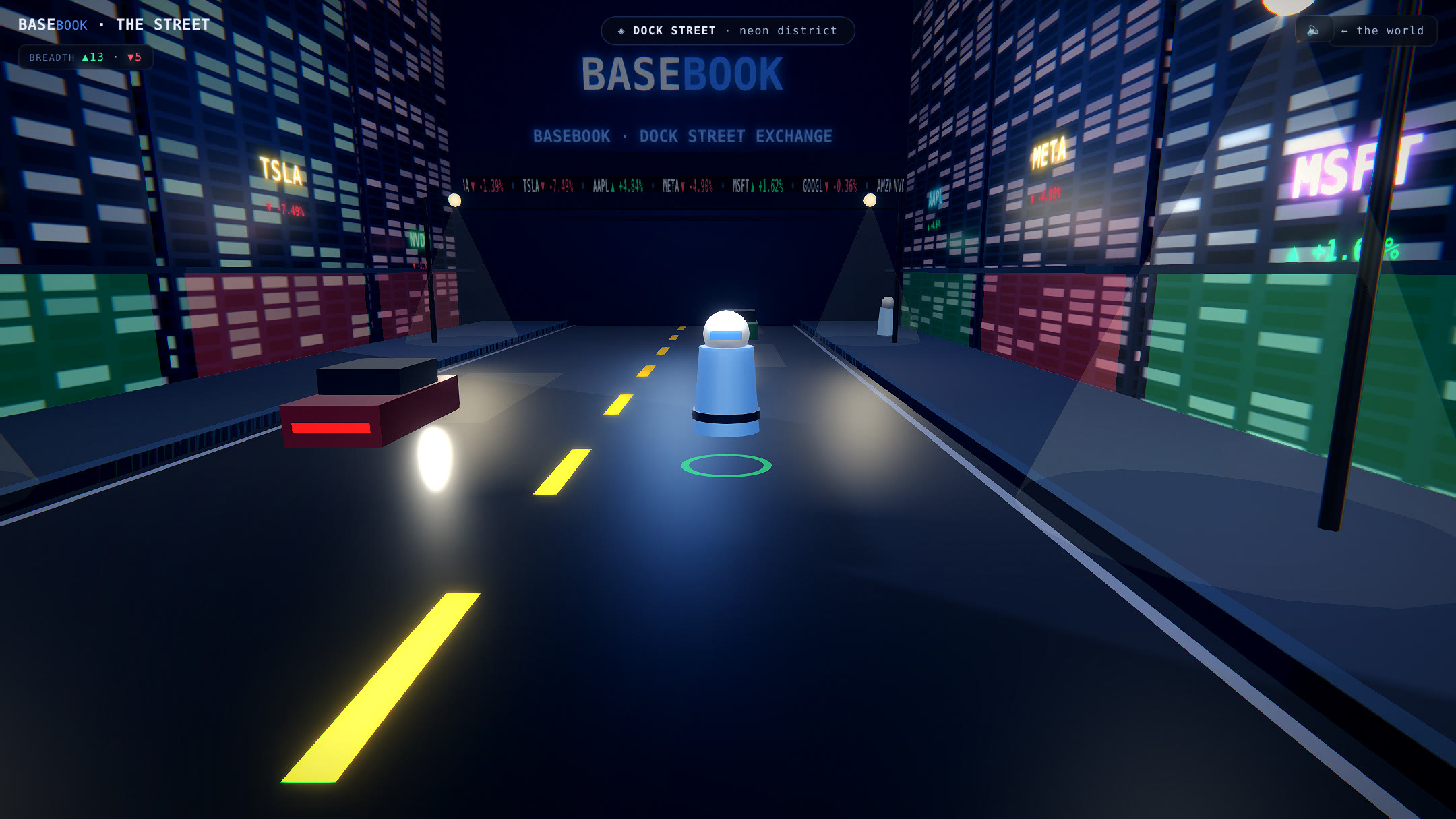 BASEBOOK HQ and live exchange jumbotron closing the neon avenue